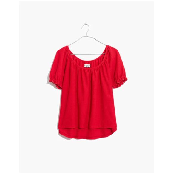 Madewell Texture & Thread Red Peasant Top in Red Size XL - Picture 6 of 6